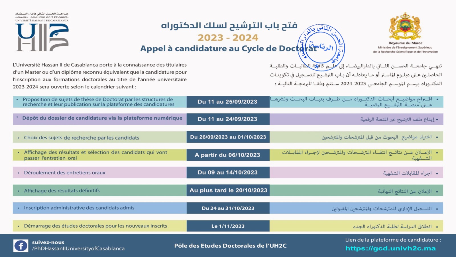 You are currently viewing Appel à candidature au Cycle Doctorat de l’UH2C 2023/2024